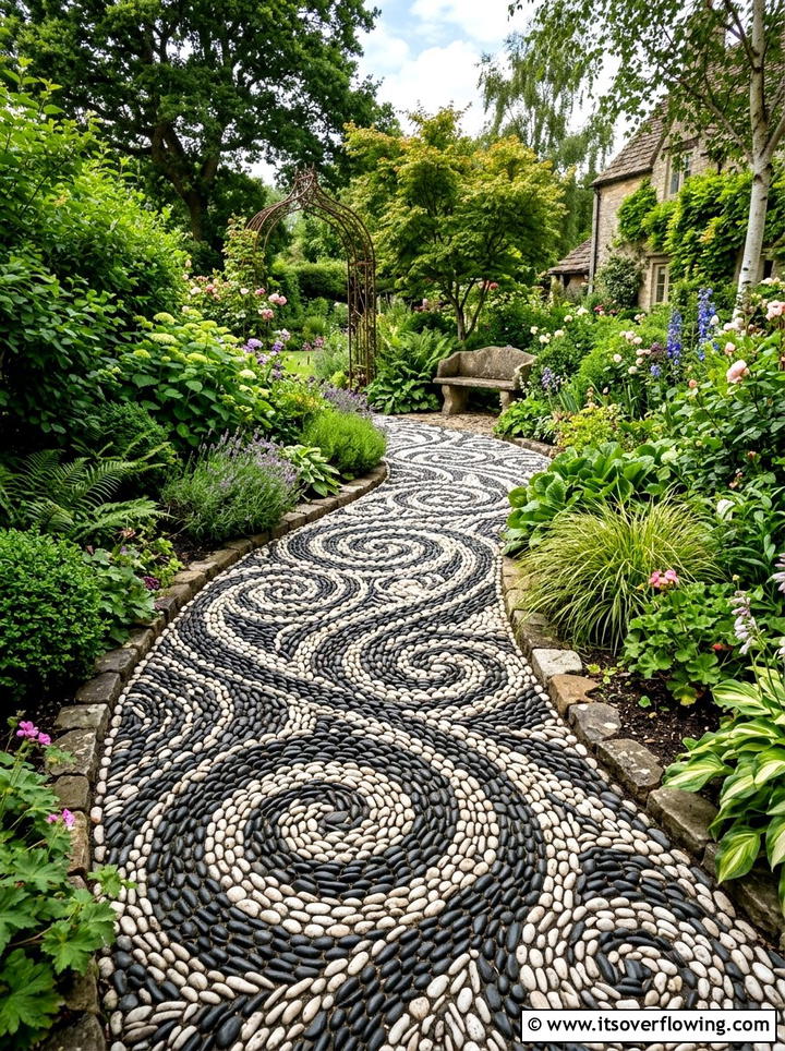 Pebble Mosaic Walkway - 25 creative garden ideas diy