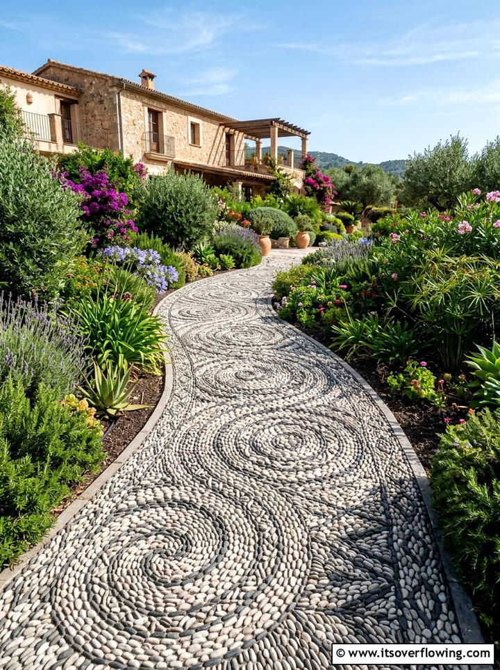 Pebble Mosaic - 25 backyard ideas with mediterranean style