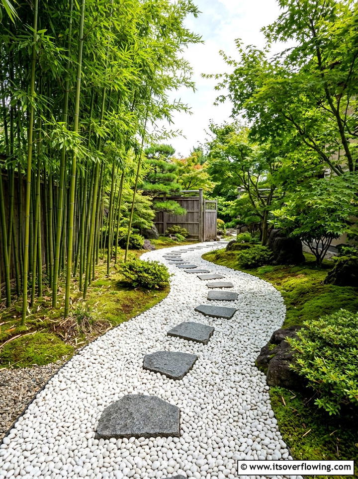 Pebble Stone Walkway - 25 cheap garden ideas with pathways