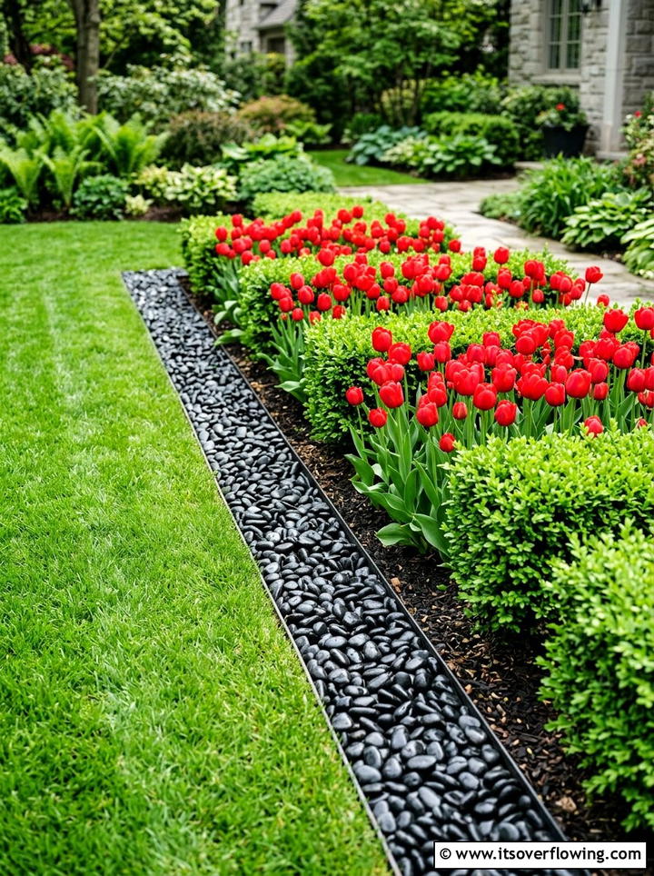 Pebble flower bed edging - 25 garden decor ideas with pebble accents