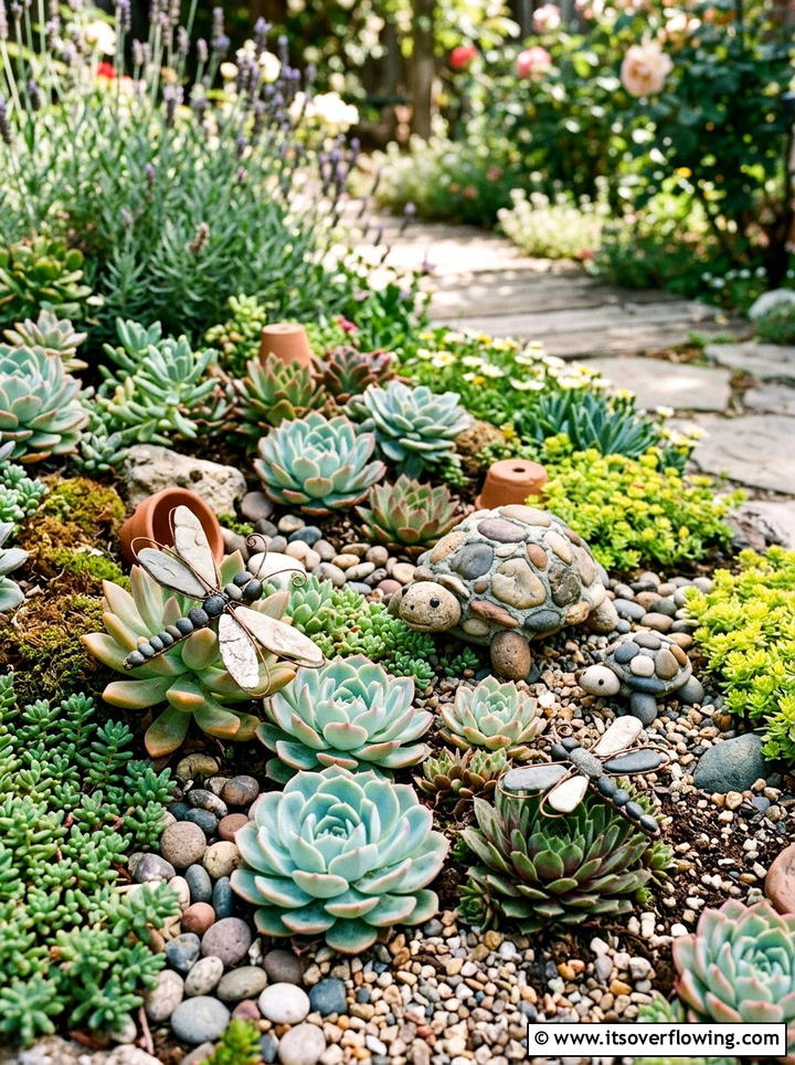 Pebble garden art - 25 upcycled garden ideas with stones