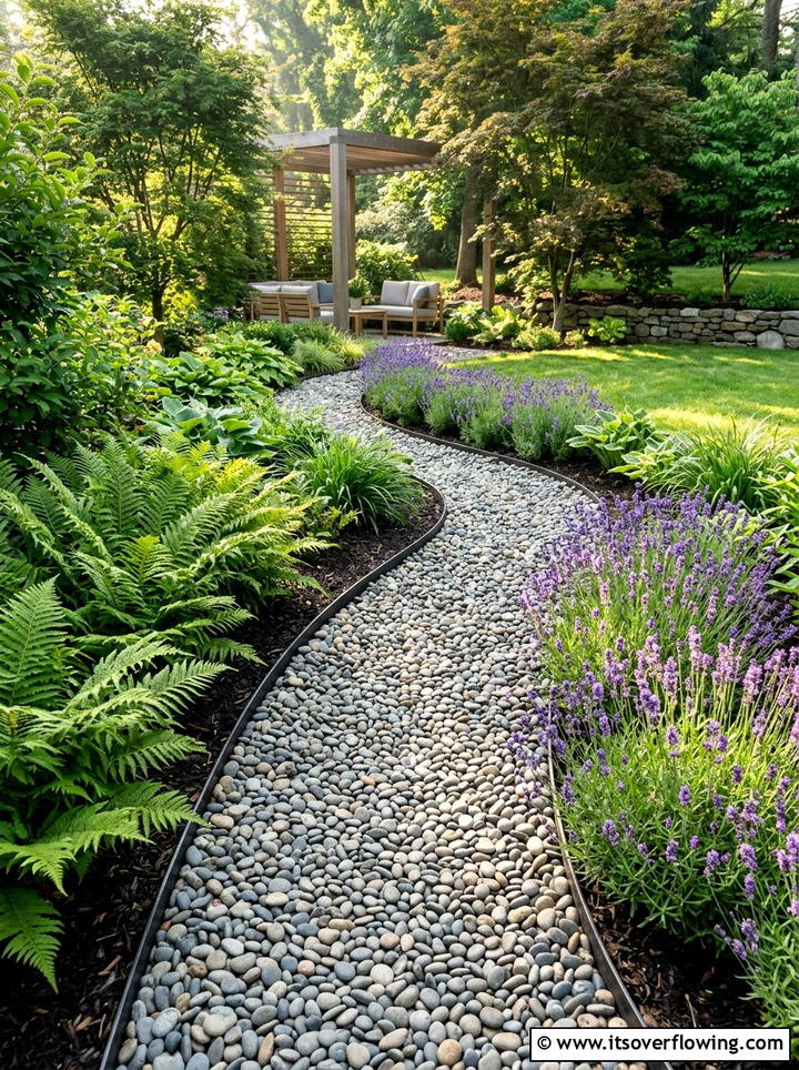 Pebble garden path - 25 garden decor ideas with pebble accents