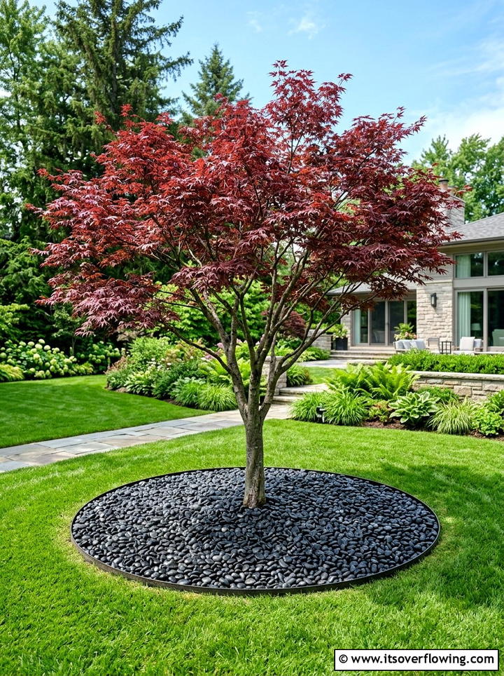 Pebble mulch for trees - 25 garden ideas with rocks