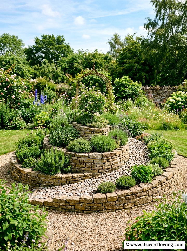 Pebble spiral garden - 25 garden decor ideas with pebble accents