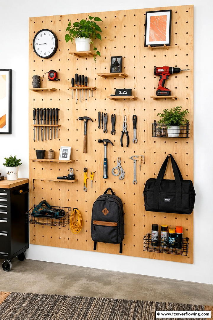 Pegboard Organization Walls - 30 Tiny House Storage Ideas to Maximize Compact Living Spaces