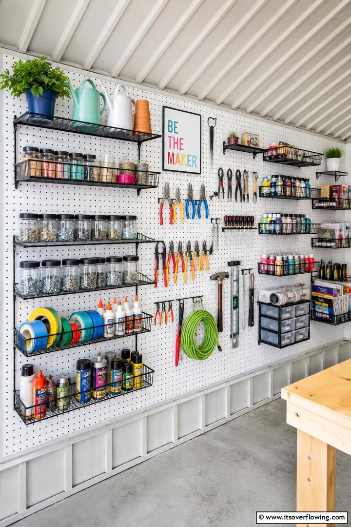 Pegboard Organizer Shelves - 30 Shed Shelving Ideas for Optimal Storage Solutions