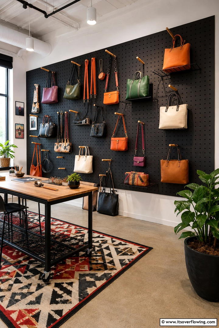 Pegboard Purse Display - 30 Practical Purse Storage Ideas to Organize Handbags