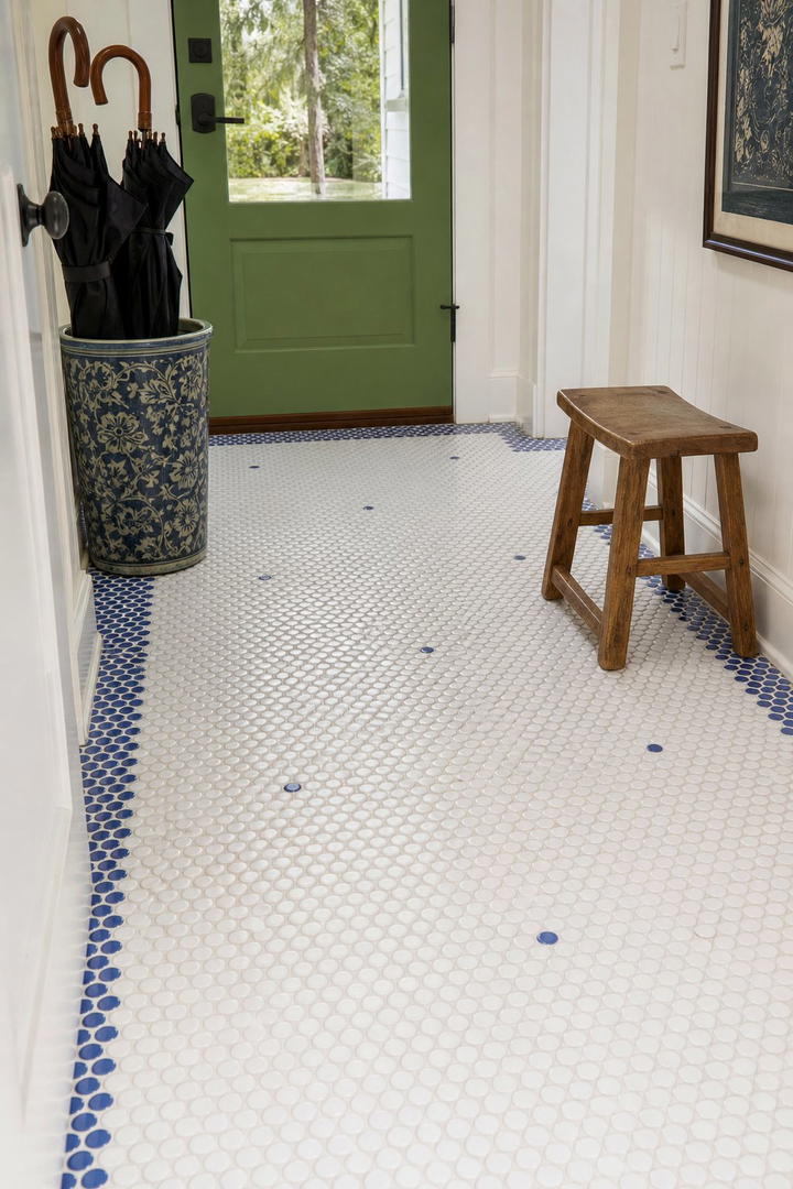 Penny Tiles for Vintage Charm - 20 Stylish Small Entryway Tile Floor Ideas