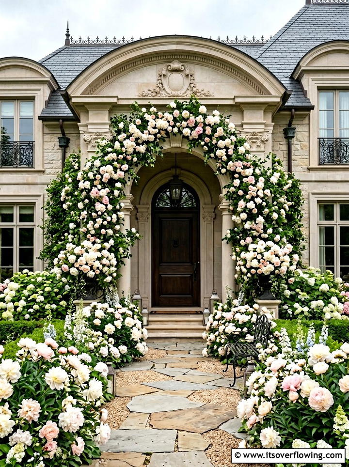Peony lush entry way - 25 front porch ideas with door garland