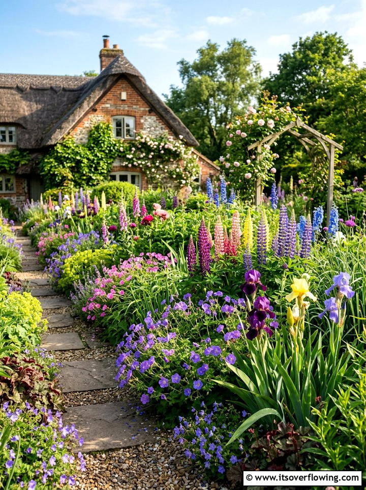 Perennial Border - 25 backyard ideas with cottage garden
