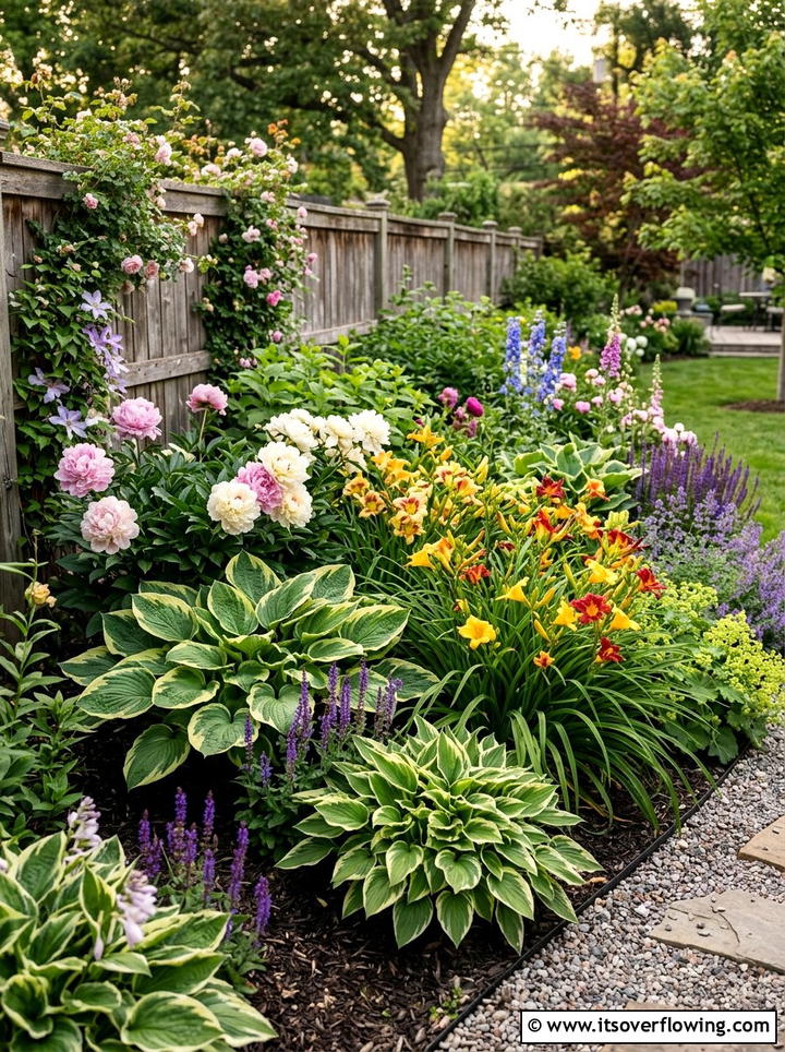 Perennial Flower Bed - 25 garden design ideas for fence lines