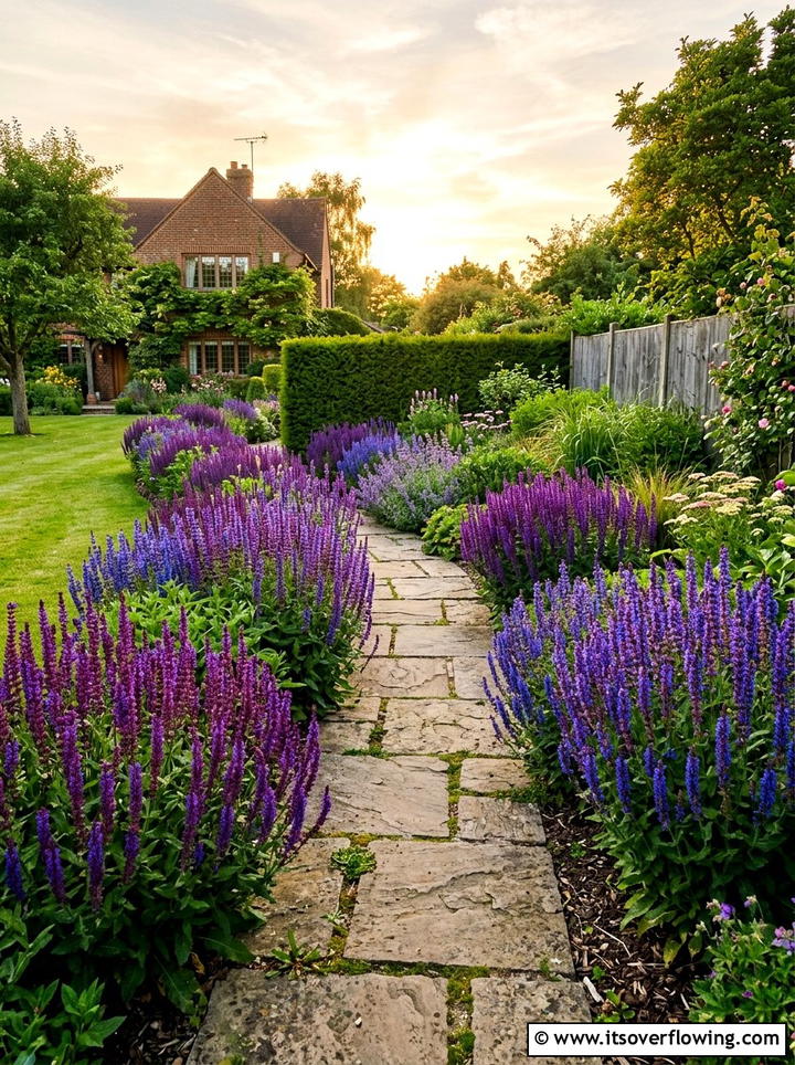 Perennial salvia border - 25 creative garden ideas with hummingbird plants