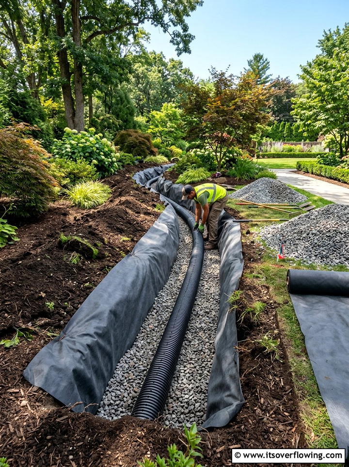 Perforated Pipe System - 25 backyard ideas with drainage solutions