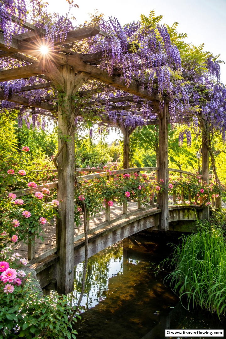 Pergola Covered Bridge - 20 Garden Bridge Ideas for a Serene Backyard