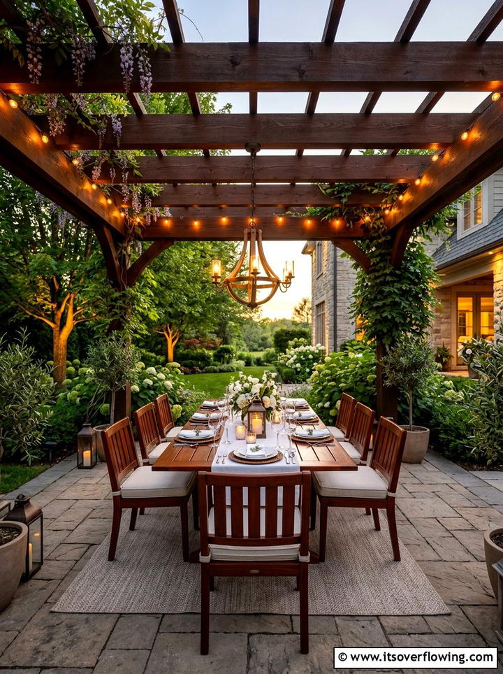 Pergola Dining Area - 25 backyard decorating ideas with pergola decor