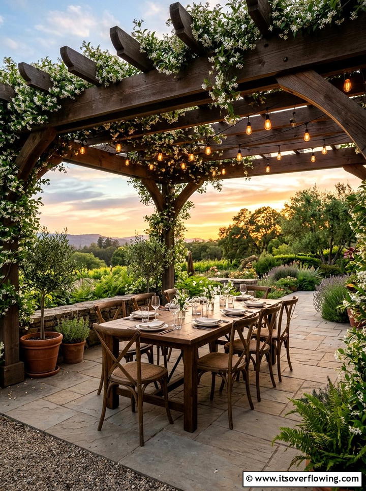 Pergola Dining Space - 25 garden design ideas with seating zones