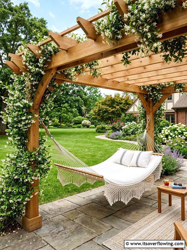 Pergola Hammock - 25 backyard ideas with hammock