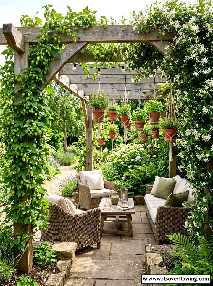 Pergola Herb Trellis - 25 backyard ideas with herb garden