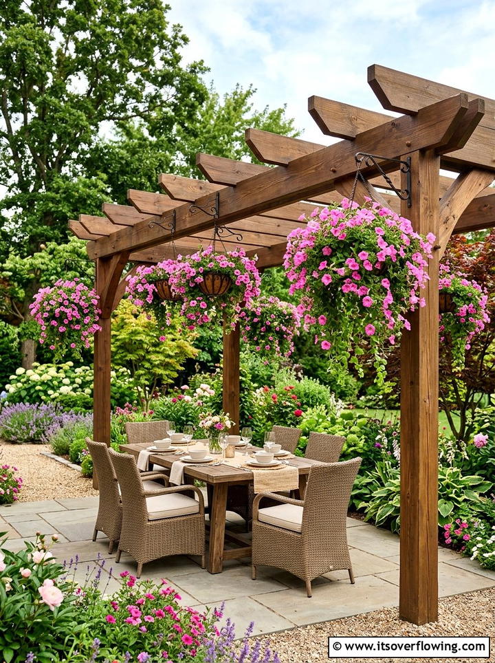 Pergola Mounted Hanging Planter - 25 garden ideas with hanging planters