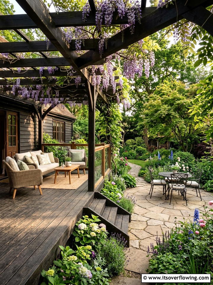 Pergola On Deck Connected To Patio - 25 garden design ideas with deck and patio
