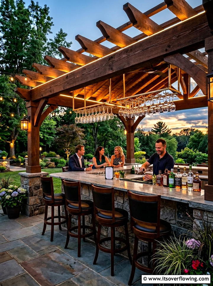 Pergola Over Outdoor Bar - 25 backyard decorating ideas with pergola decor