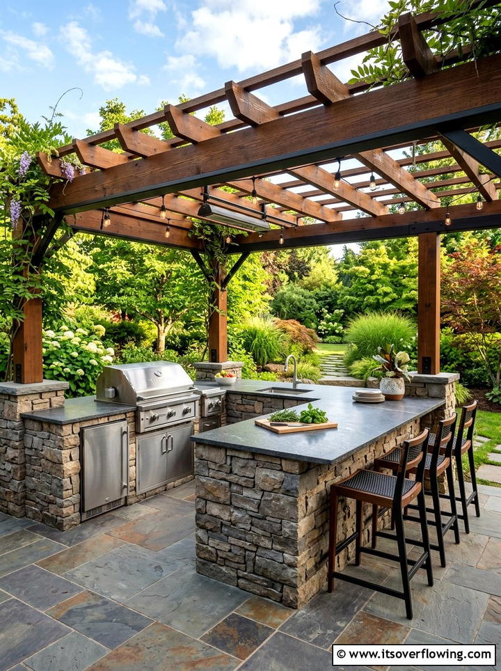 Pergola Over Outdoor Kitchen - 25 backyard ideas with pergola