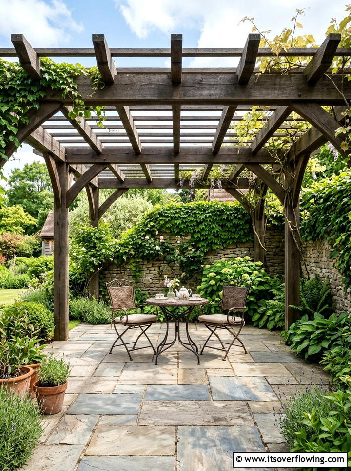 Pergola Over Stone Patio - 25 small garden ideas with pergola corner