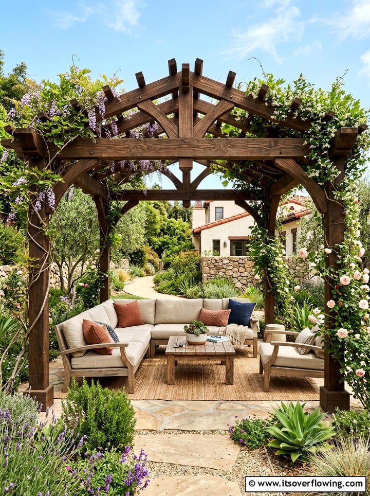 Pergola Sitting Area - 25 garden ideas for dry climate