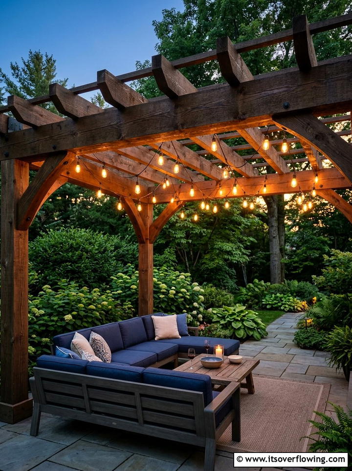 Pergola String Lights - 25 cheap garden ideas with string lights