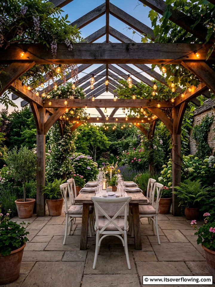 Pergola String Lights - 25 backyard decorating ideas with lights