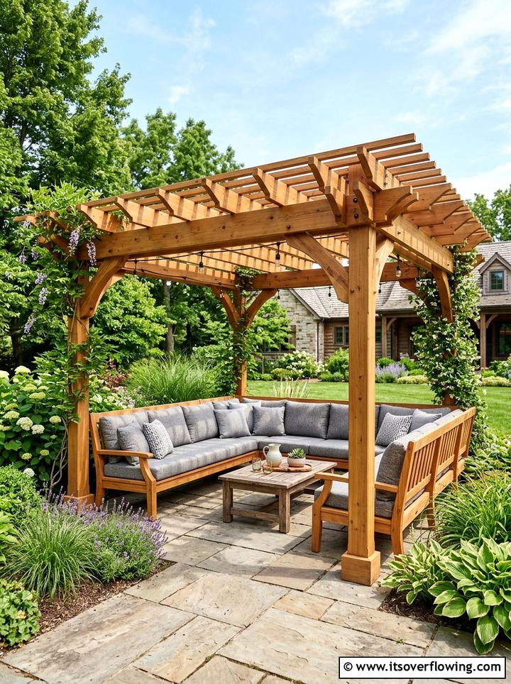 Pergola With Built In Bench Seating - 25 backyard ideas with pergola