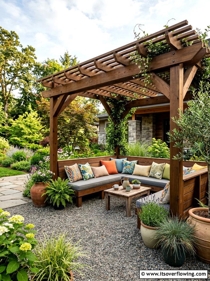 Pergola With Built In Seating - 25 small garden ideas with pergola corner
