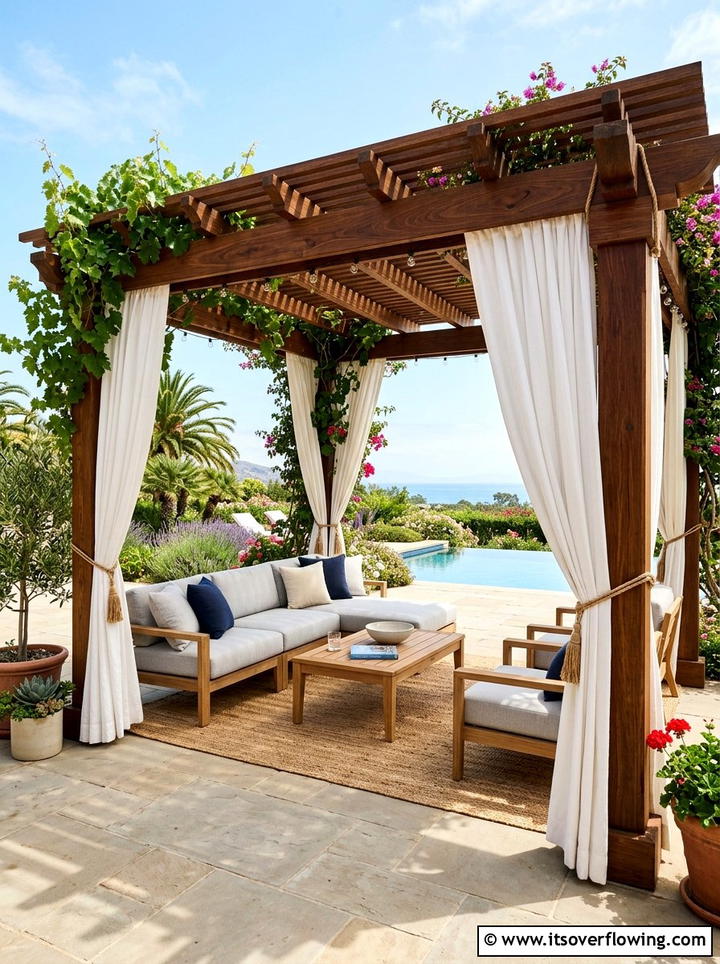 Pergola With Curtains - 25 backyard ideas for relaxing