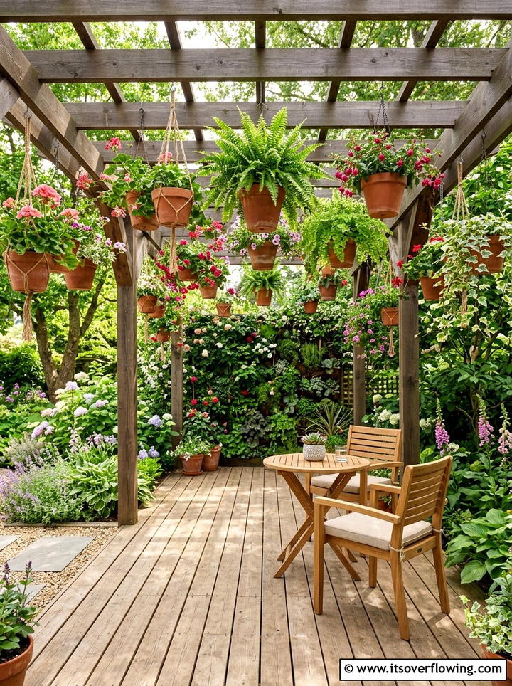 Pergola With Hanging Plants - 25 small garden ideas with pergola corner