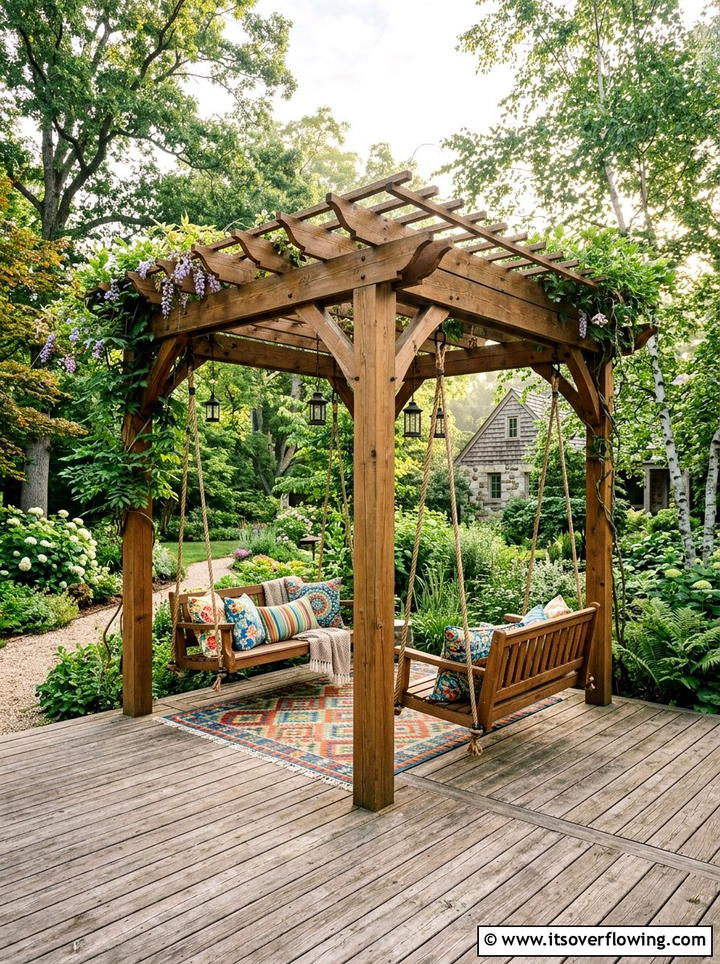 Pergola With Hanging Swings - 25 backyard ideas with pergola