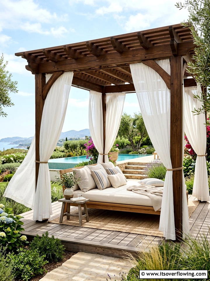 Pergola With Outdoor Curtains - 25 small garden ideas with pergola corner