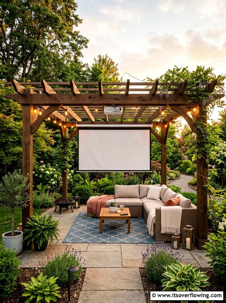 Pergola With Projector Screen - 25 backyard ideas with projector screen