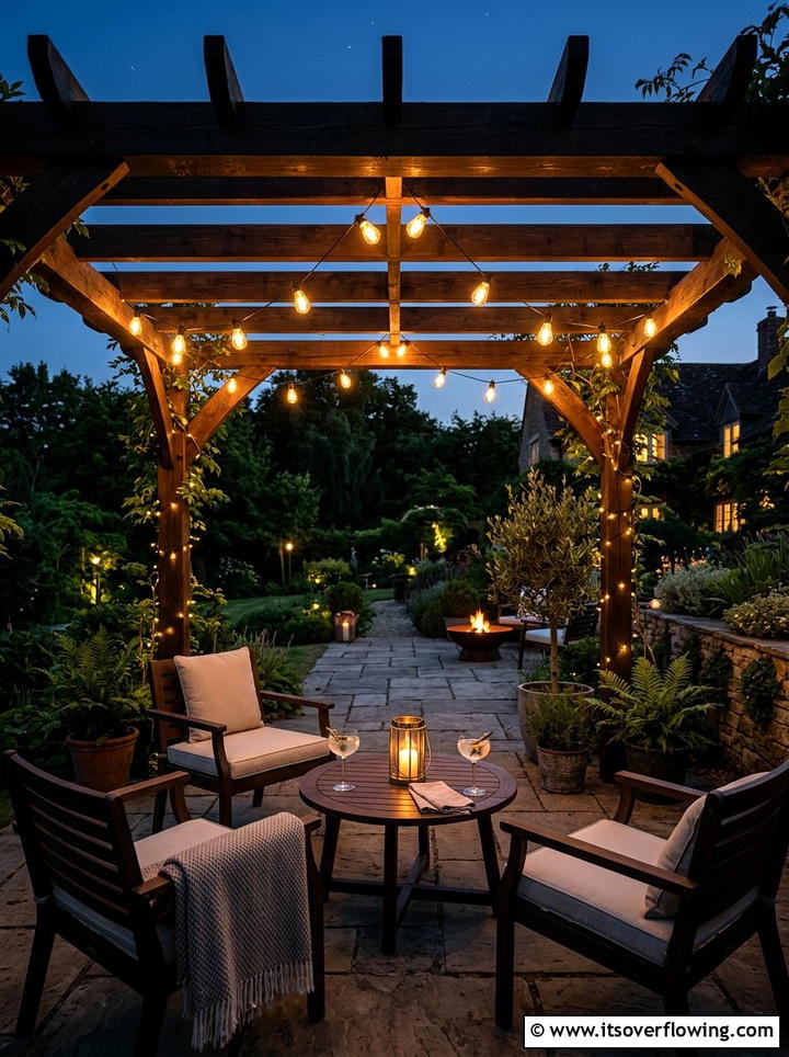 Pergola With String Lights - 25 backyard ideas with pergola