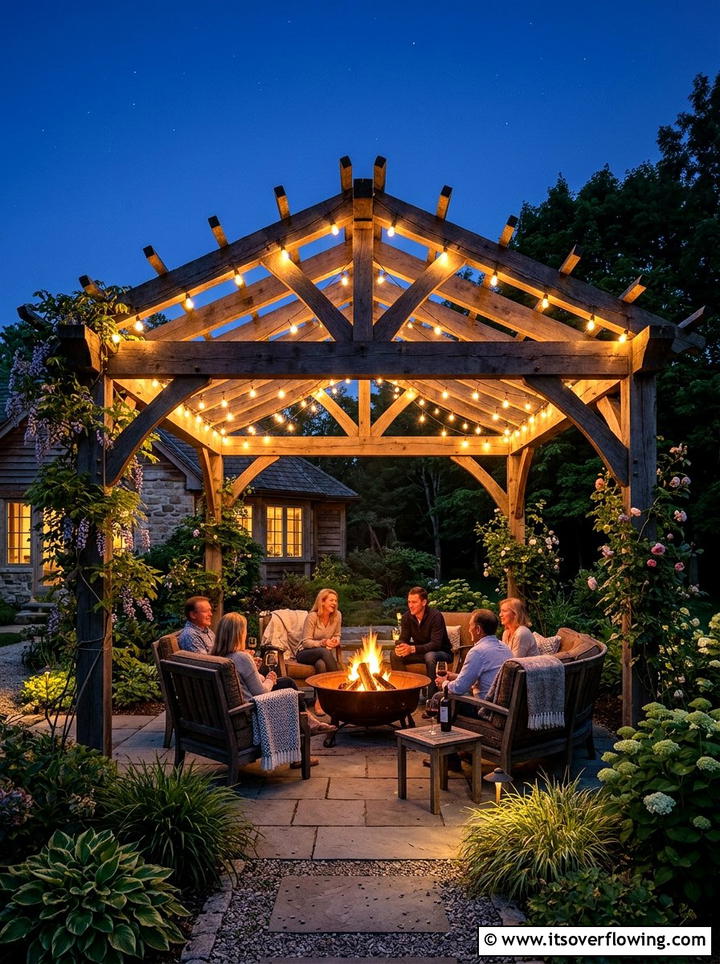 Pergola With String Lights - 25 small garden ideas with pergola corner