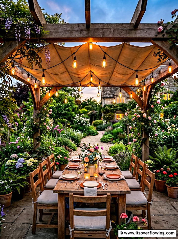 Pergola canopy lights - 25 backyard decorating ideas with holiday lights