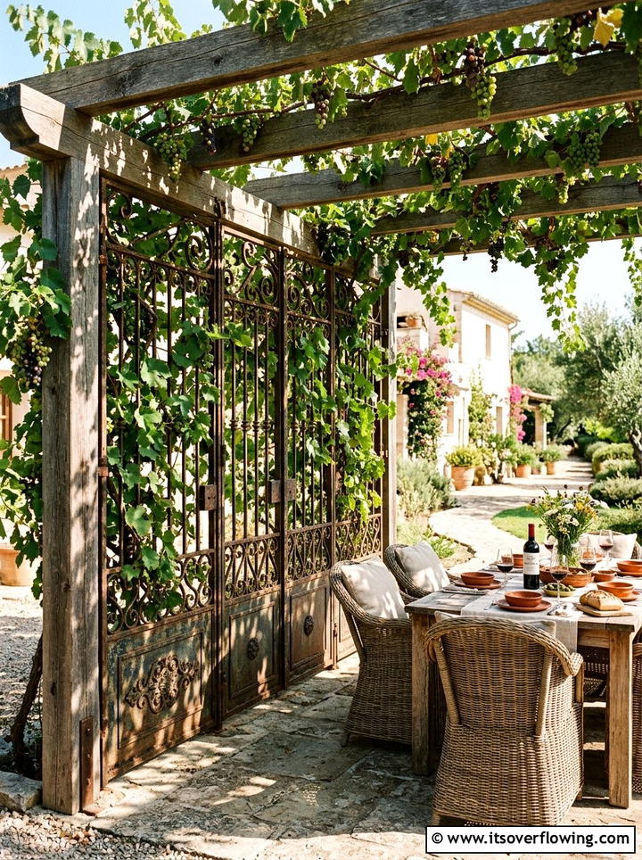 Pergola side panel - 25 upcycled garden ideas with old gates