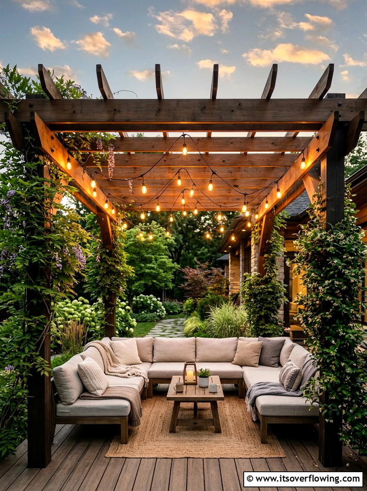 Pergola string lights - 25 garden decor ideas with string bulb lights