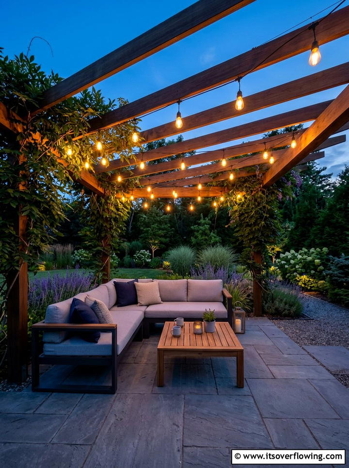 Pergola string lights - 25 garden ideas with string lights