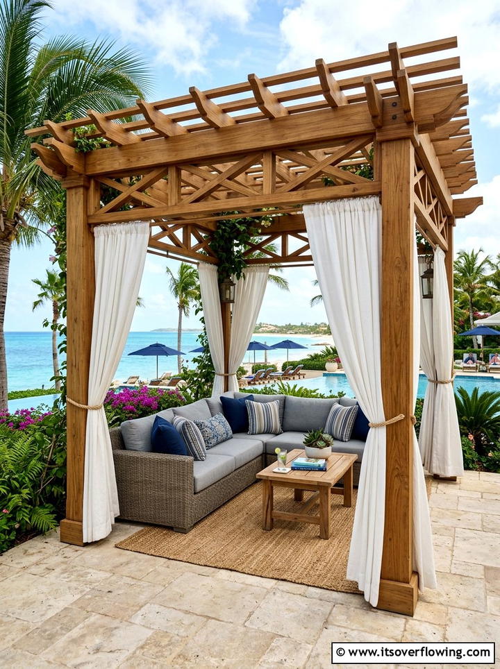 Pergola with curtains - 25 backyard ideas with cozy corner
