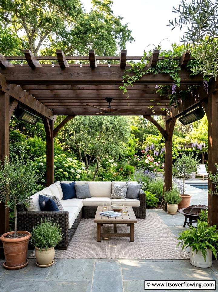 Pergola with integrated heater and fan - 25 garden ideas with pergola