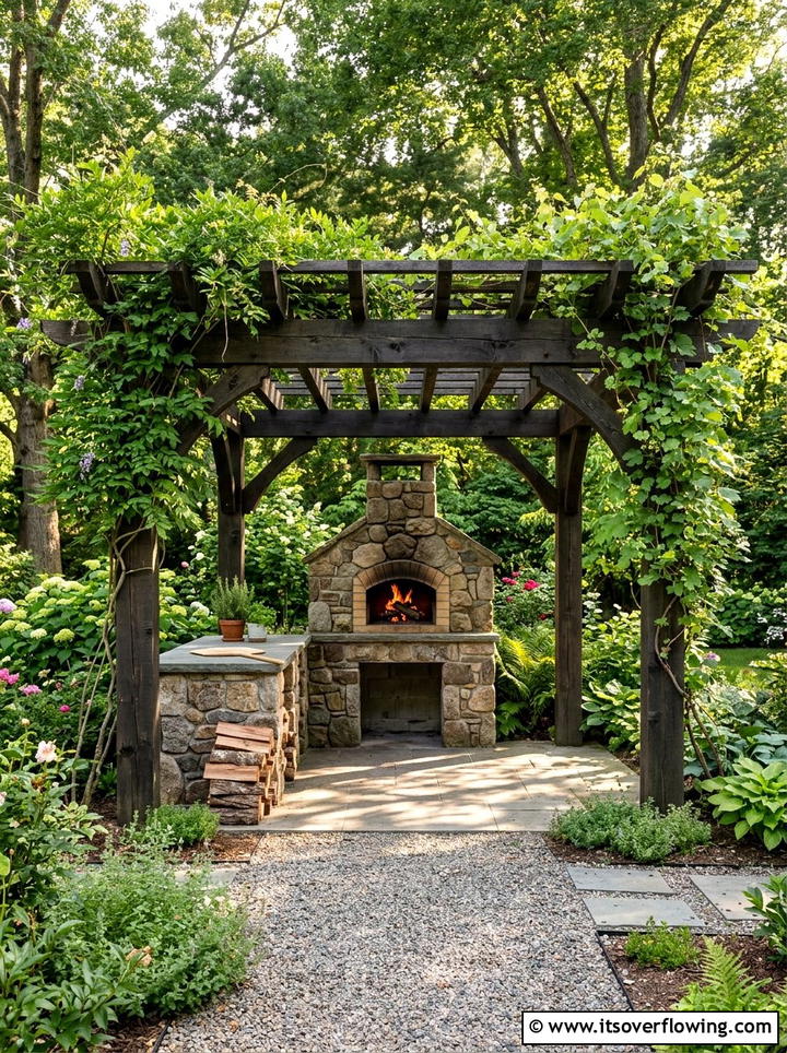 Pergola with pizza oven - 25 backyard ideas with pizza oven