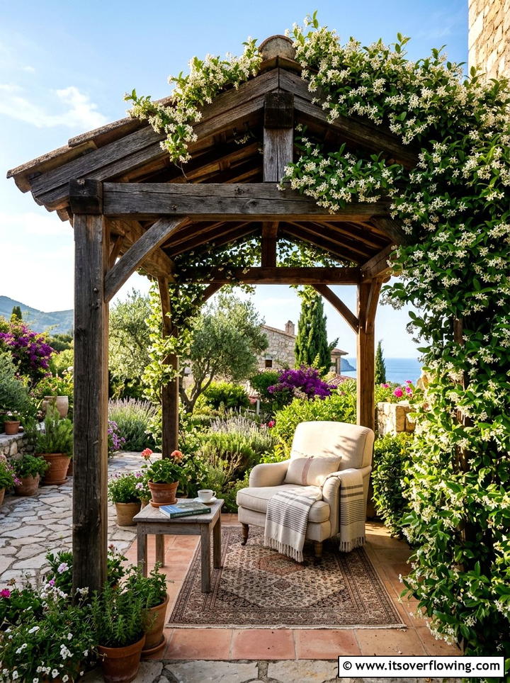 Pergola with vines - 25 small garden ideas with reading nook