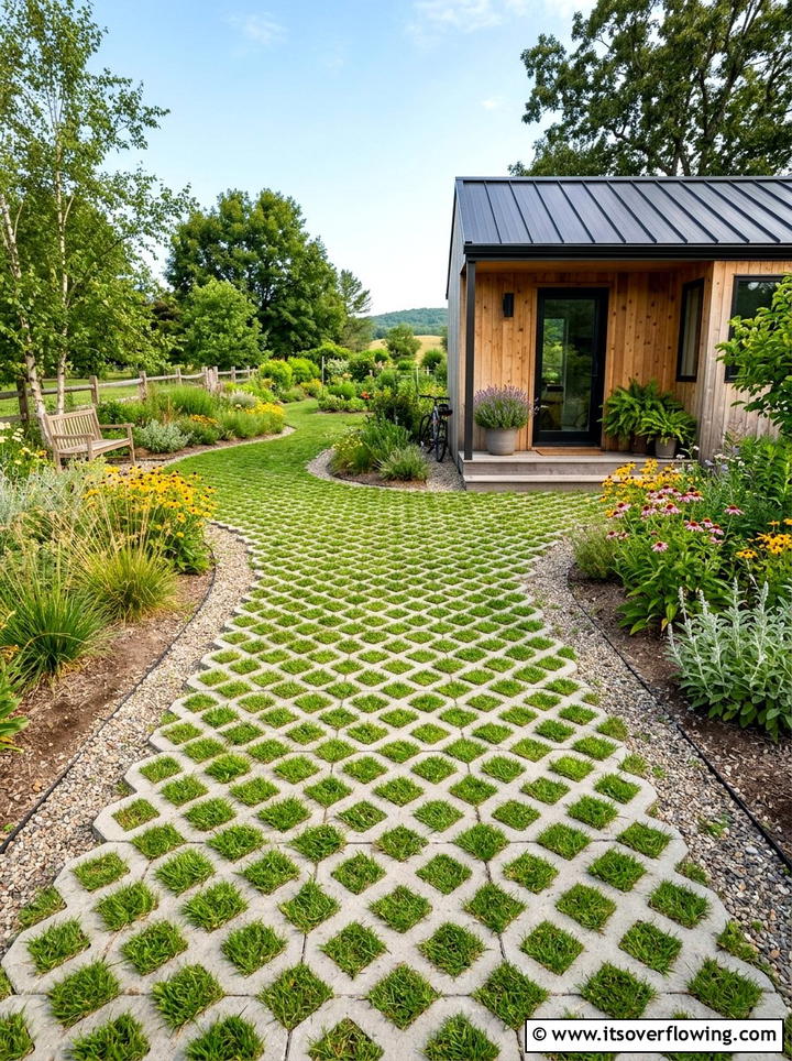 Permeable Grass Pavers - 25 small garden ideas with pavers