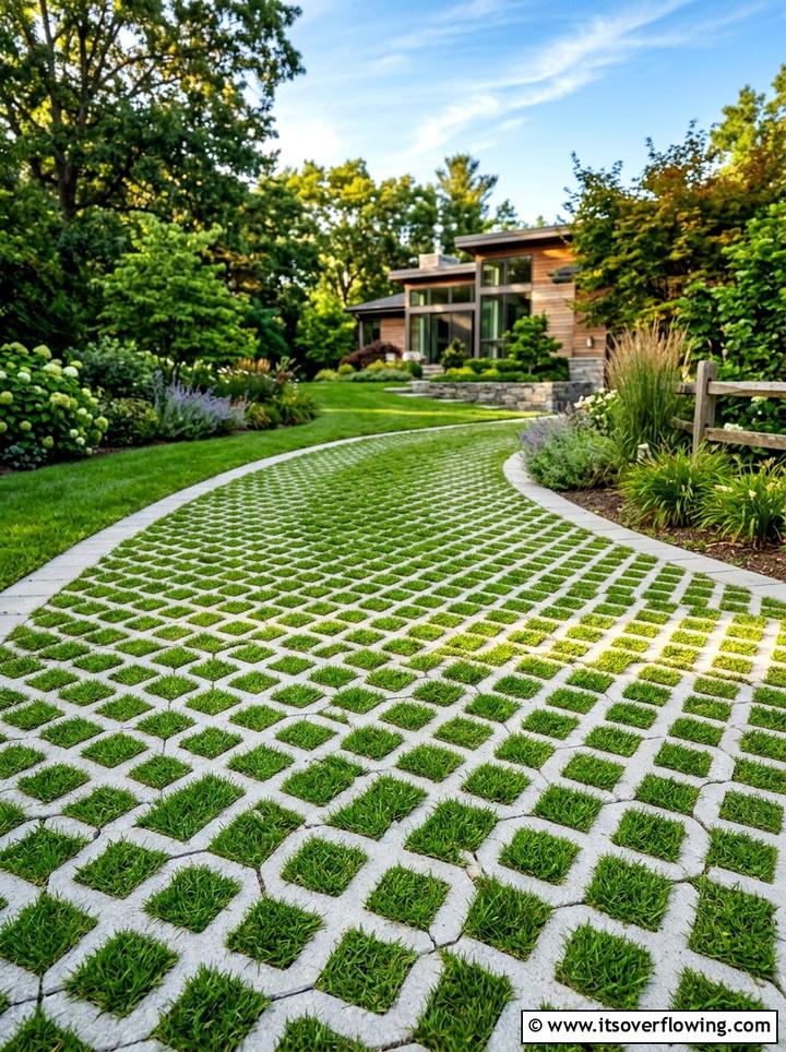Permeable paver grass - 25 garden design ideas for driveways