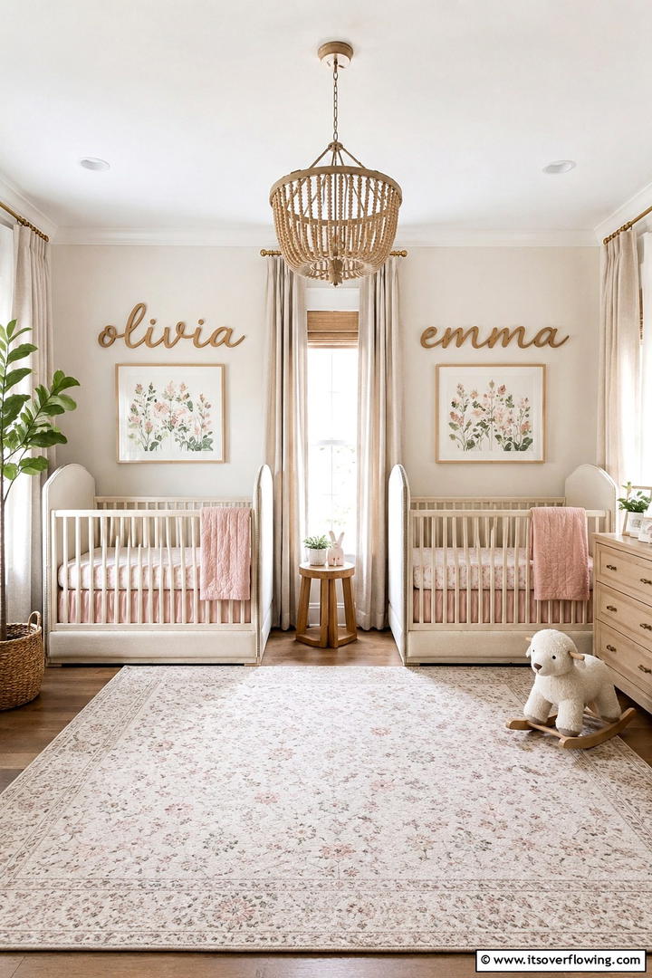 Personalized Name Displays - 30 Twin Nursery Ideas for Stylish & Functional Baby Spaces